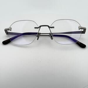 Tom Ford Eyeglasses Frame TF6126-B 008 Gunmetal Rimless Blue Block 52-18-145 New